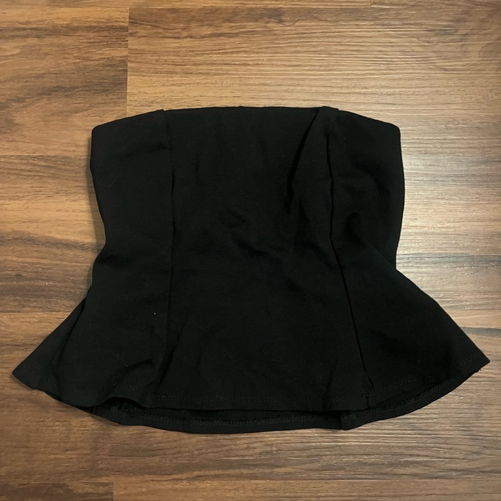 Peplum Ruffle Strapless Black Tube Top
